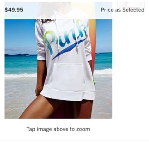 Victorias Secret Pink White  Full Hoodie Sz Large